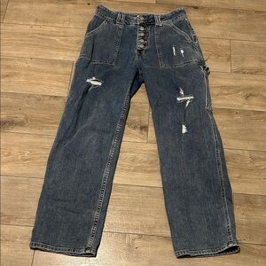 SO Relaxed Fit Distressed Blue Jeans